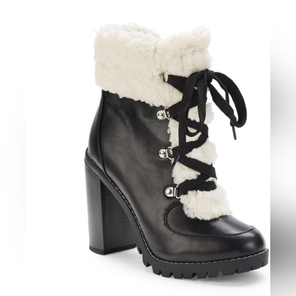 BCBGENERATION Palli Faux Shearling Block Heel Booties NEW ✨️👠